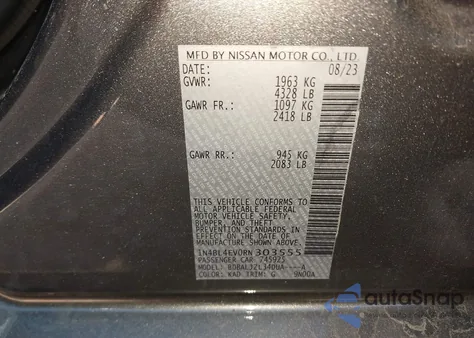 2024 Nissan Altima Sl Fwd из США, поврежденный, VIN 1N4BL4EV0RN303555